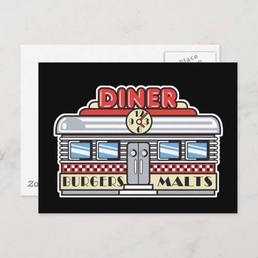 retro diner design briefkaart (Voorkant / Achterkant)