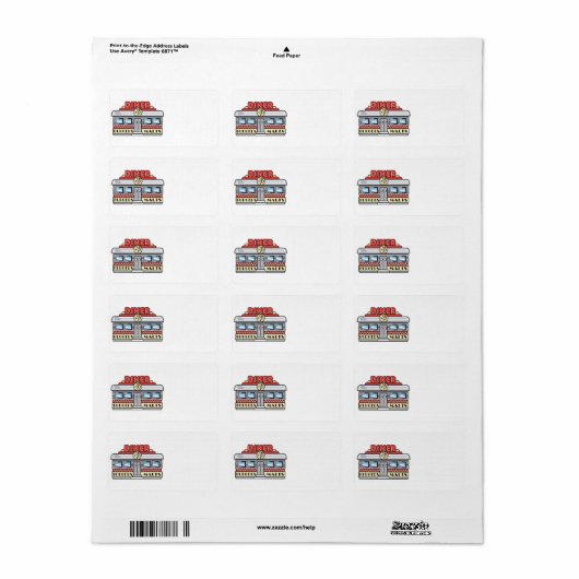 retro diner design etiket (Full Sheet)