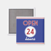 Retro Diner Design Magnet 24 uur geopend (Voorkant / Achterkant)