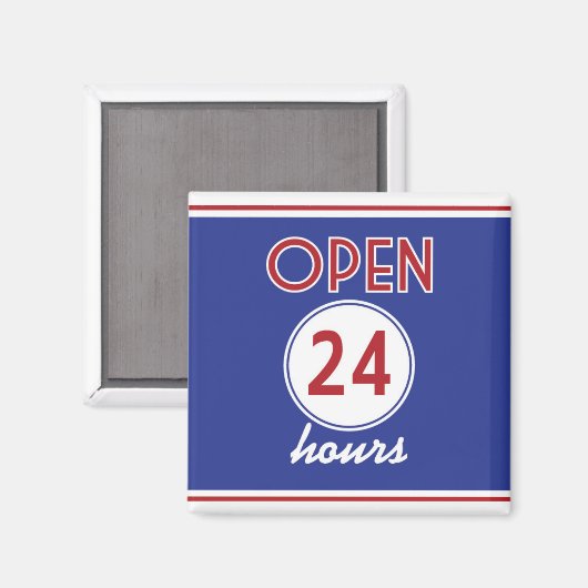 Retro Diner Design Magnet 24 uur geopend (Voorkant / Achterkant)