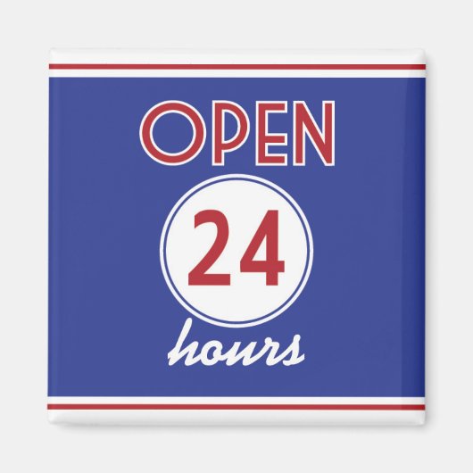 Retro Diner Design Magnet 24 uur geopend (Voorkant)