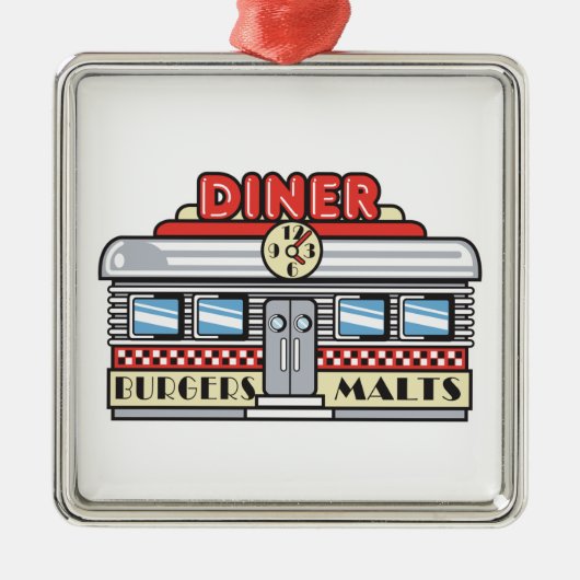retro diner design metalen ornament (Voorkant)