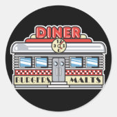 retro diner design ronde sticker (Voorkant)