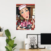 Retro Diner Diva Art Print (Thuiskantoor)