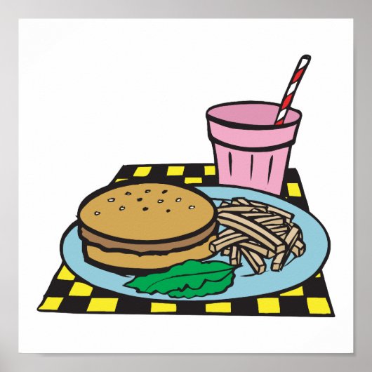 retro diner fast food maaltijd poster (Voorkant)