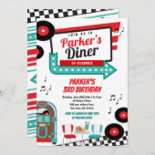 Retro Diner Feest Uitnodiging (Voorkant / Achterkant)