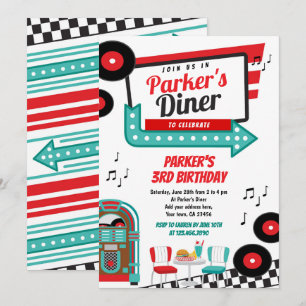 Retro diner feest uitnodiging