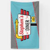 Retro diner feestbanner uit de jaren 50 spandoek (Verticaal)