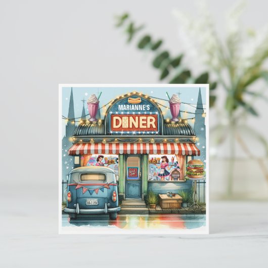 RETRO DINER FIFTIES KAART (Staand voorkant)