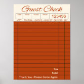 Retro Diner Gast Check Esthetische Keuken Muur Poster (Voorkant)