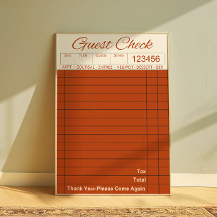 Retro Diner Gast Check Esthetische Keuken Muur Poster
