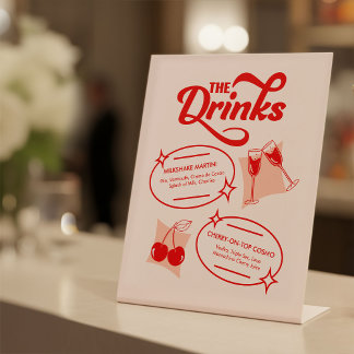 Retro Diner Huwelijksbar Menu Reclamebord Met Voetstuk