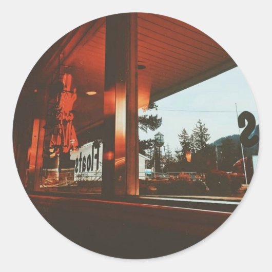 Retro Diner in de Pacific Northwest Ronde Sticker (Voorkant)