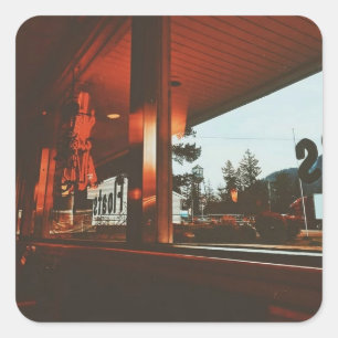 Retro Diner in de Pacific Northwest Vierkante Sticker