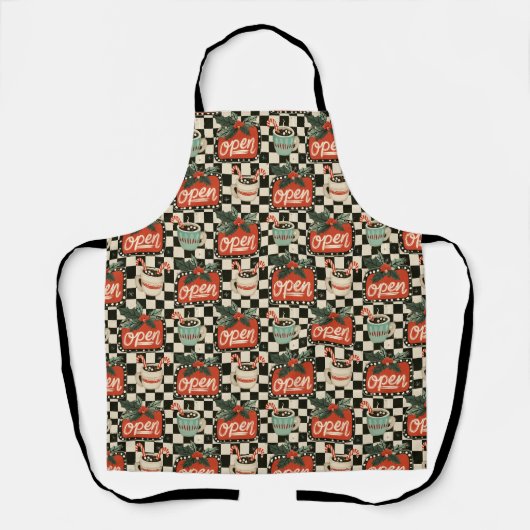 Retro Diner Kerst Bakstijl Schort (Voorkant)