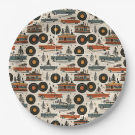 Retro Diner Kerstbuffet Stijl Papieren Bordje