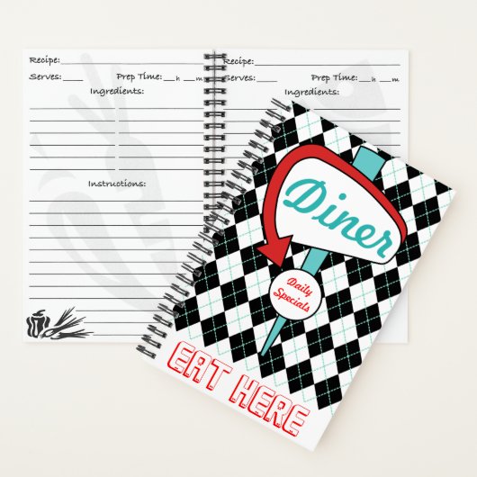 Retro Diner Keuken Receptenboek  Notitieboek (Binnen)