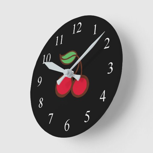 Retro Diner Keuken Zwart Kersen Wandklok (Hoek)