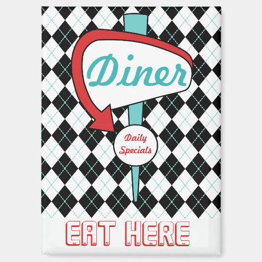 Retro diner keukenmagneet magneet (Voorkant)