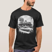 Retro Diner & klassieke auto's grafisch T-shirt (Voorkant)