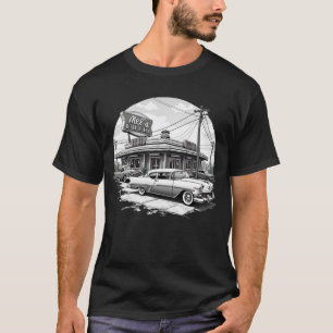 Retro Diner & klassieke auto's grafisch T-shirt