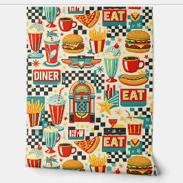 Retro diner klassieker 1950s vintage eten en leuk behang
