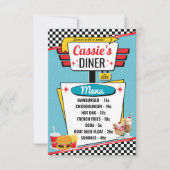 Retro diner menu kaart uit de jaren 50 in turquois (Voorkant)