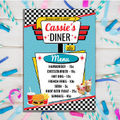 Retro diner menu kaart uit de jaren 50 in turquois