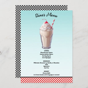 Retro Diner Milkshake IJsfeest Menu Kaart