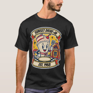 Retro Diner Milkshake Jukebox Embleem T-shirt