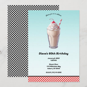 Retro Diner Milkshake Roomijs Verjaardag Feest Kaart
