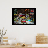 Retro Diner, miniatuurdiner diorama van 50 aan de  Poster (Keuken)