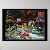 Retro Diner, miniatuurdiner diorama van 50 aan de  Poster (Voorkant)