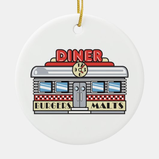retro diner ontwerp keramisch ornament (Voorkant)
