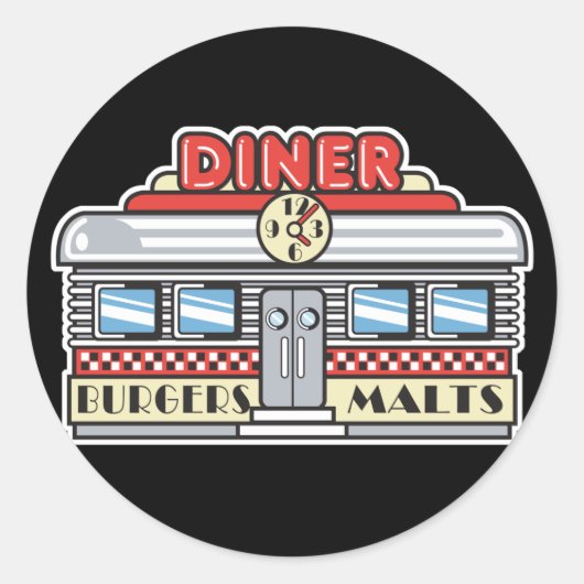retro diner ontwerp ronde sticker (Voorkant)