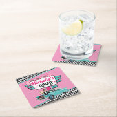 Retro Diner Pink & Blauwgroen Birthday Party uit 1 Kartonnen Onderzetters (Insitu)