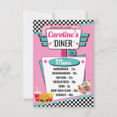 Retro Diner Pink & Blauwgroen menukaart uit 1950 Kaart (Voorkant)
