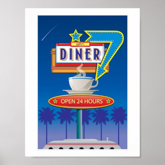 Retro Diner Poster aanpassen - Harvey's 50s (Voorkant)
