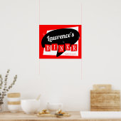 Retro Diner Red en Black Starburst Custom Kitchen Poster (Keuken)