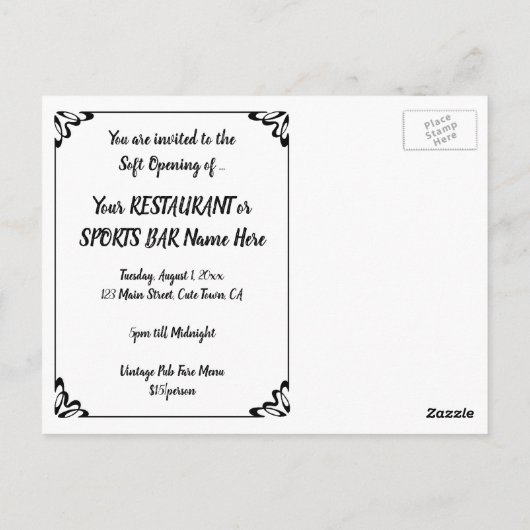 Retro diner, restaurant of bar Uitnodiging (Achterkant)