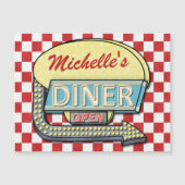 Retro Diner Sign 50s Red Checkered Personalized (Voorkant)