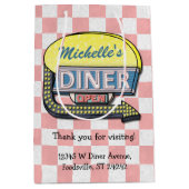 Retro Diner Sign 50s Roze ingecheckte persoonlijke Medium Cadeauzakje (Voorkant)