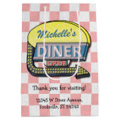 Retro Diner Sign 50s Roze ingecheckte persoonlijke Medium Cadeauzakje (Achterkant)