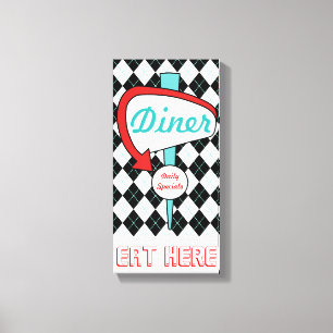 Retro Diner Sign Kitchen Wall Art Canvas Afdruk