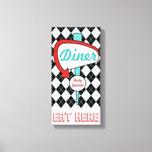 Retro Diner Sign Kitchen Wall Art Canvas Afdruk (Voorkant)