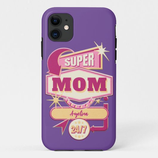 Retro Diner Sign Super Mam Case-Mate iPhone Case (Achterkant)