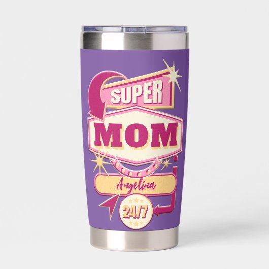 Retro Diner Sign Super Mam Geïsoleerde Drinkbeker (Achterkant)