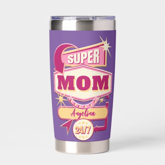 Retro Diner Sign Super Mam Geïsoleerde Drinkbeker (Voorkant)