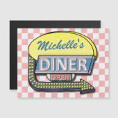 Retro Diner Teken 50s Roze Geruit Gepersonaliseerd (Voorkant / Achterkant)