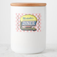 Retro Diner Teken 50s Roze Geruit Gepersonaliseerd